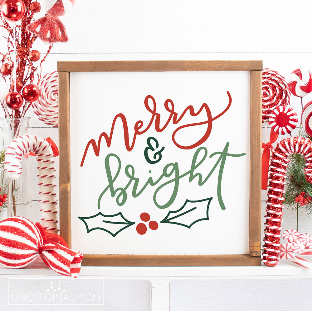 Free hand lettered Merry and Bright SVG for Silhouette and Cricut machines!