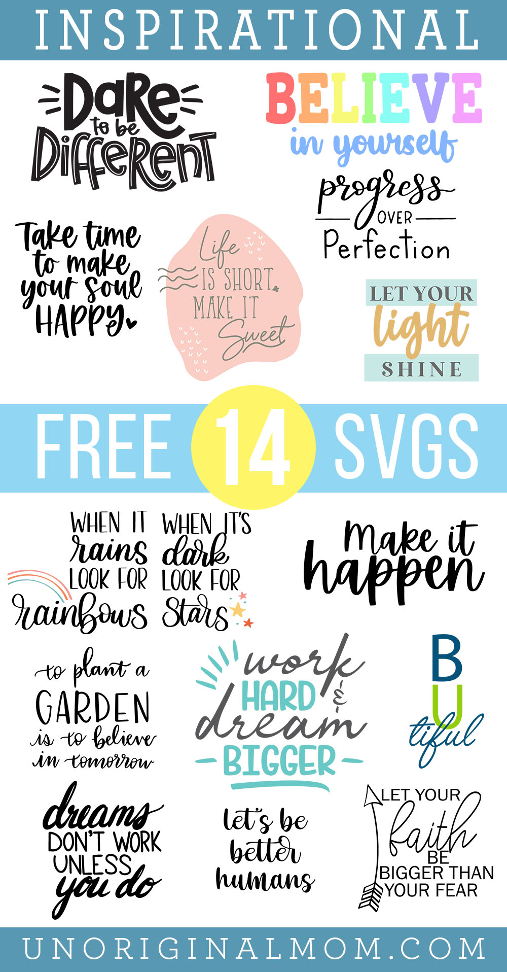 Free SVGs for Silhouette and Cricut: Inspirational Quotes! Great for new year's resolutions, workout shirts, motivational signs, and more!