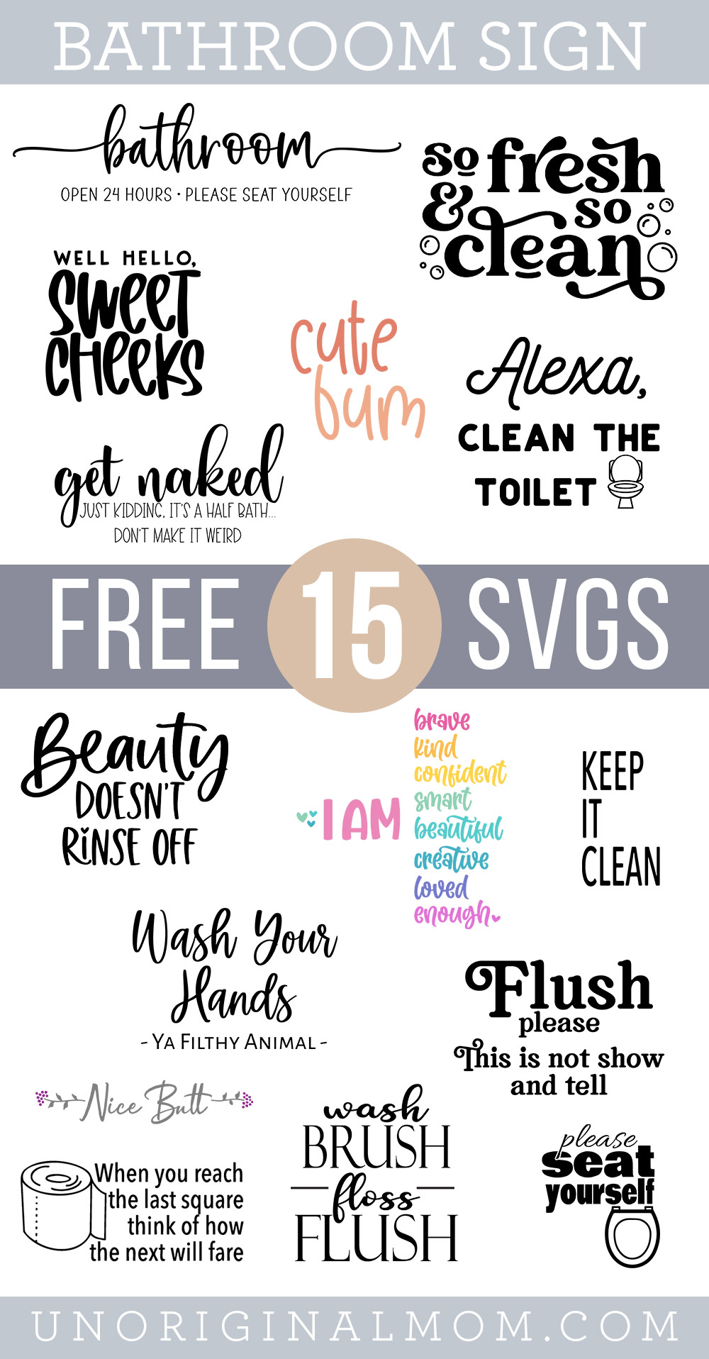 free bathroom sign SVGs for Cricut or Silhouette