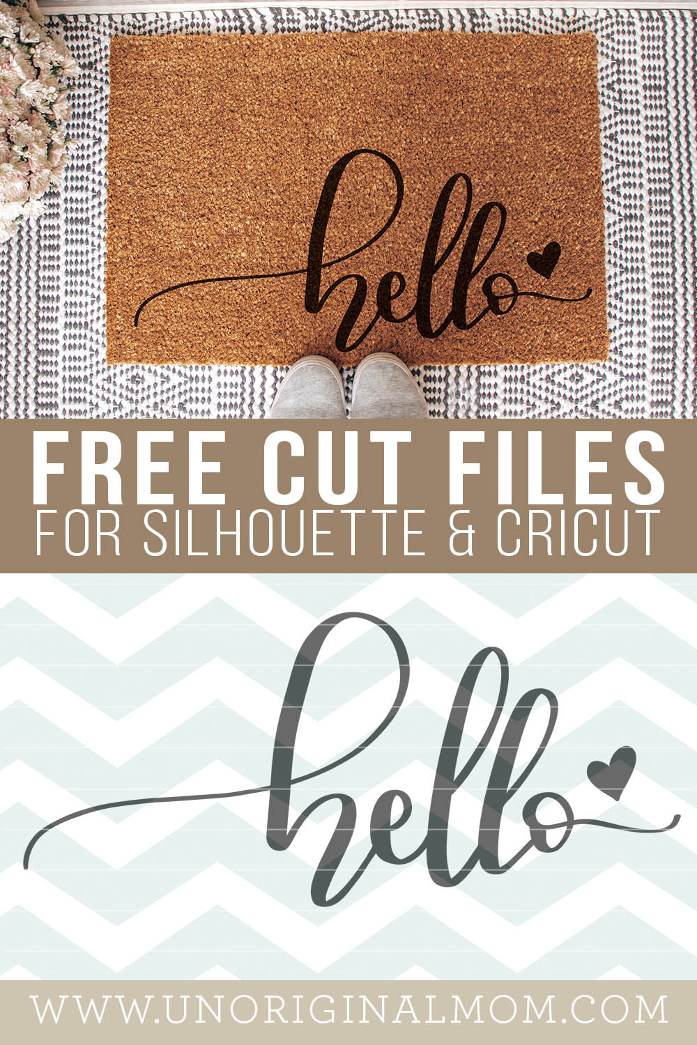 Free hand lettered Hello Welcome Mat SVG for Cricut and Silhouette - perfect for a cute DIY stenciled welcome mat design!