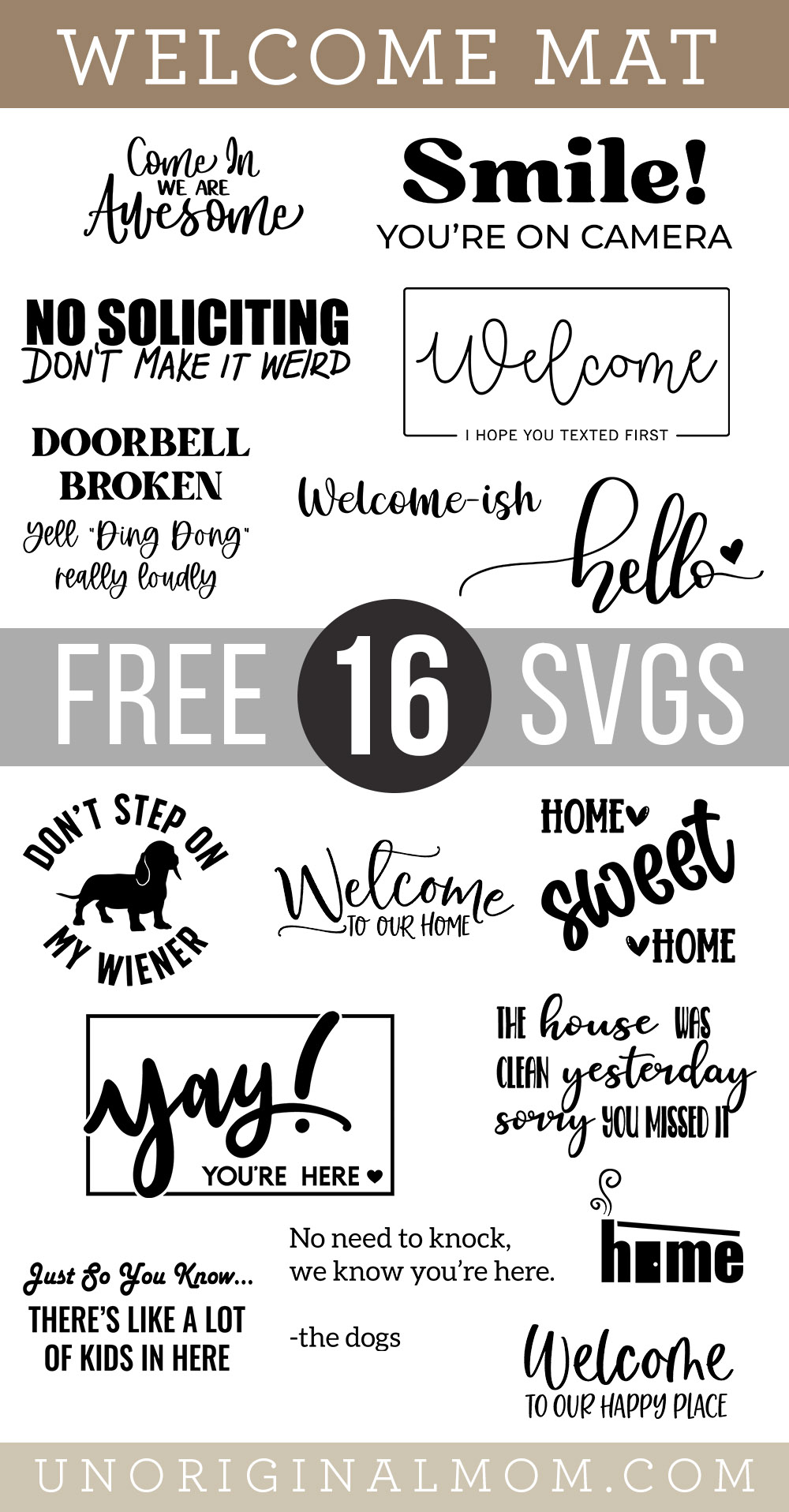 Free welcome mat SVGs for Cricut or Silhouette - perfect for DIY stenciled welcome mat!